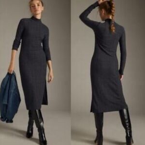 Anthropologie Daily Practice Ribbed Knit Midi Dress Dark Gray Small